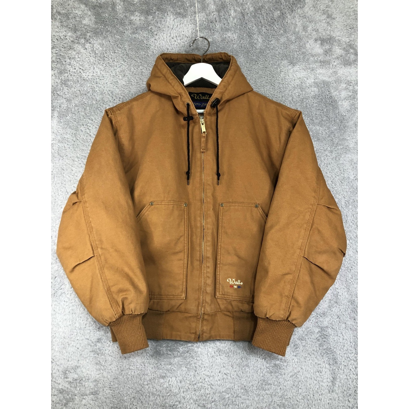 Vtg Walls Men's Jacket Size M Brown Zero Zone Hooded Canvas